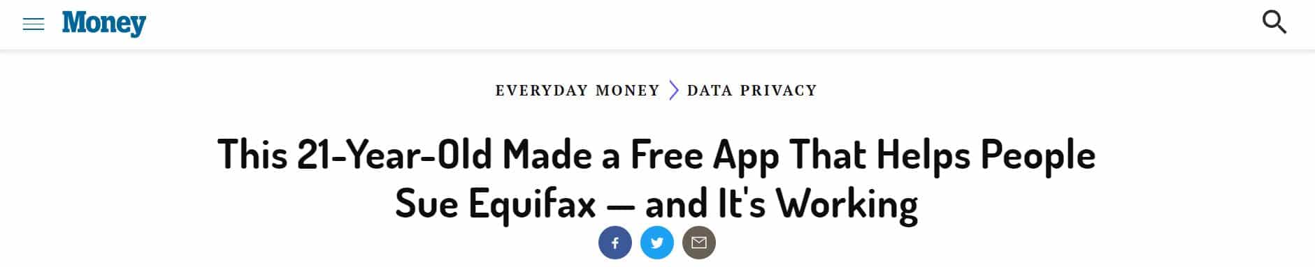 Suing Equifax featured in Money